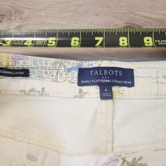 TALBOTS Flawless Jeans White Tropical Beach Print Jegging Cropped SIZE 4 (30x24) - Picture 5 of 6